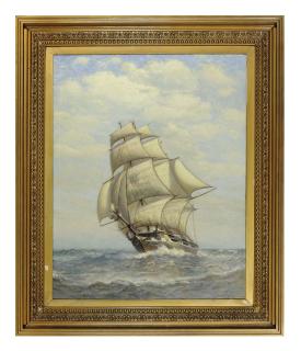 James Gale Tyler - A square rigged ship at sea
