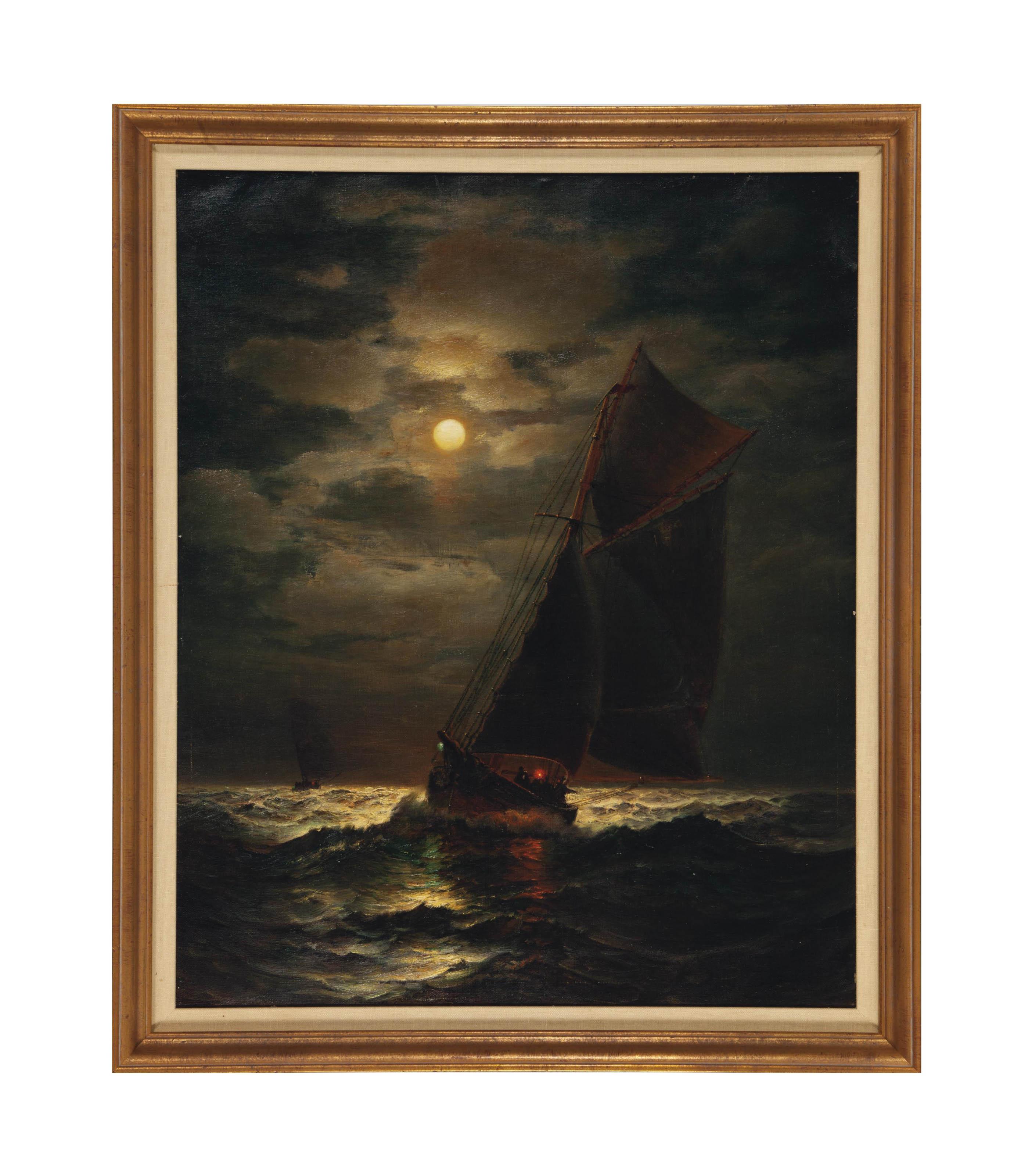 James Gale Tyler - Ships sailing by moonlight