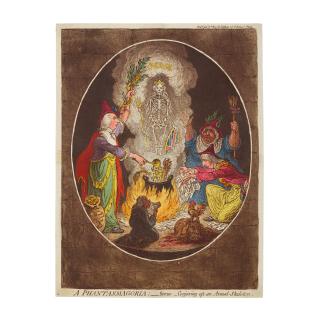 James Gillray - A Phantasmagoria: Scene - Conjuring Up an Armed Skeleton