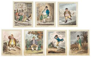 James Gillray - Delicious Weather; Dreadful-Hot-Weather; Sad Sloppy Weather; Raw-Weather; Fine Bracing Weather; Windy Weather; Very Slippy-Weather, from \'Weather\'