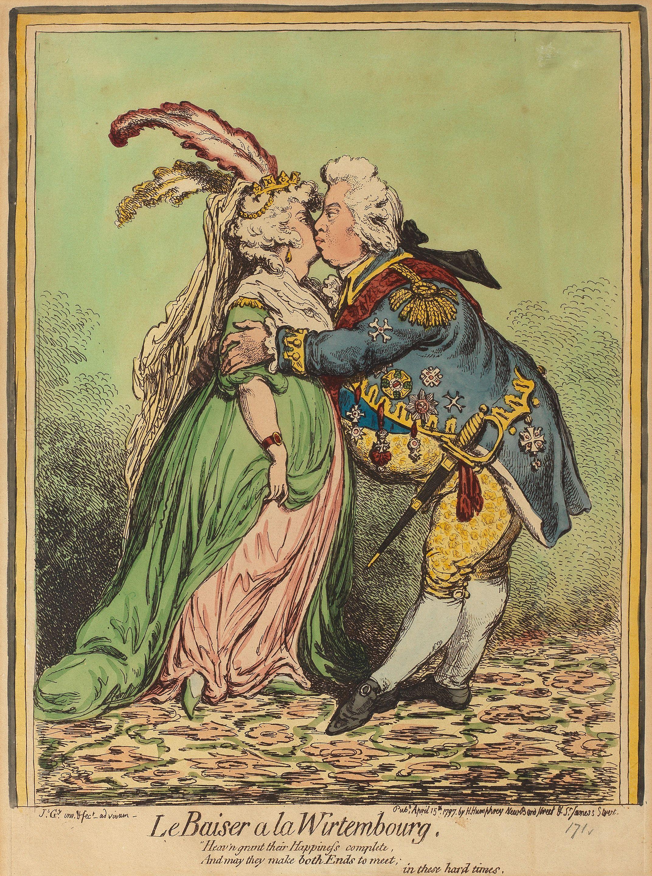 James Gillray - \'Le Baiser à la Wirtembourg\'; \'Introduction of the Citizen Volpone\'