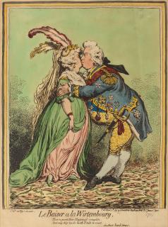 James Gillray - \'Le Baiser à la Wirtembourg\'; \'Introduction of the Citizen Volpone\'
