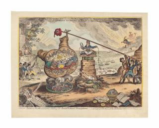 James Gillray - Political Mathematicians, Shaking the broad bottom\'d Hemispheres