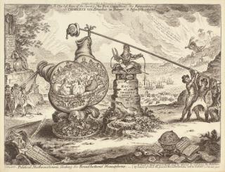 James Gillray - Political Mathematician\'s, Shaking the broad bottom\'d Hemispheres