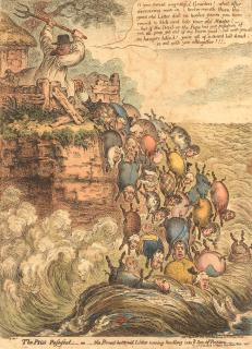 James Gillray - The Pigs Possessed:–or–the Broad Bottom\'d Litter Running Headlong into Ye Sea of Perdition