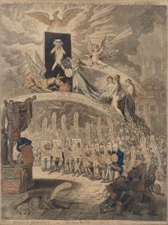 James Gillray - TITIANUS REDIVIVUS;__or__The Seven Wise Men consulting the new Venetian Oracle