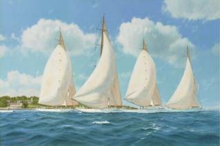 James H. Bartholomew - Candida, Shamrock, Astra and Valsheda racing off Cowes