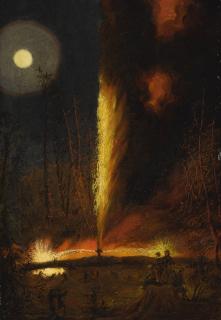 James Hamilton - Burning Oil Well At Night, Near Titusville, Pennsylvania
