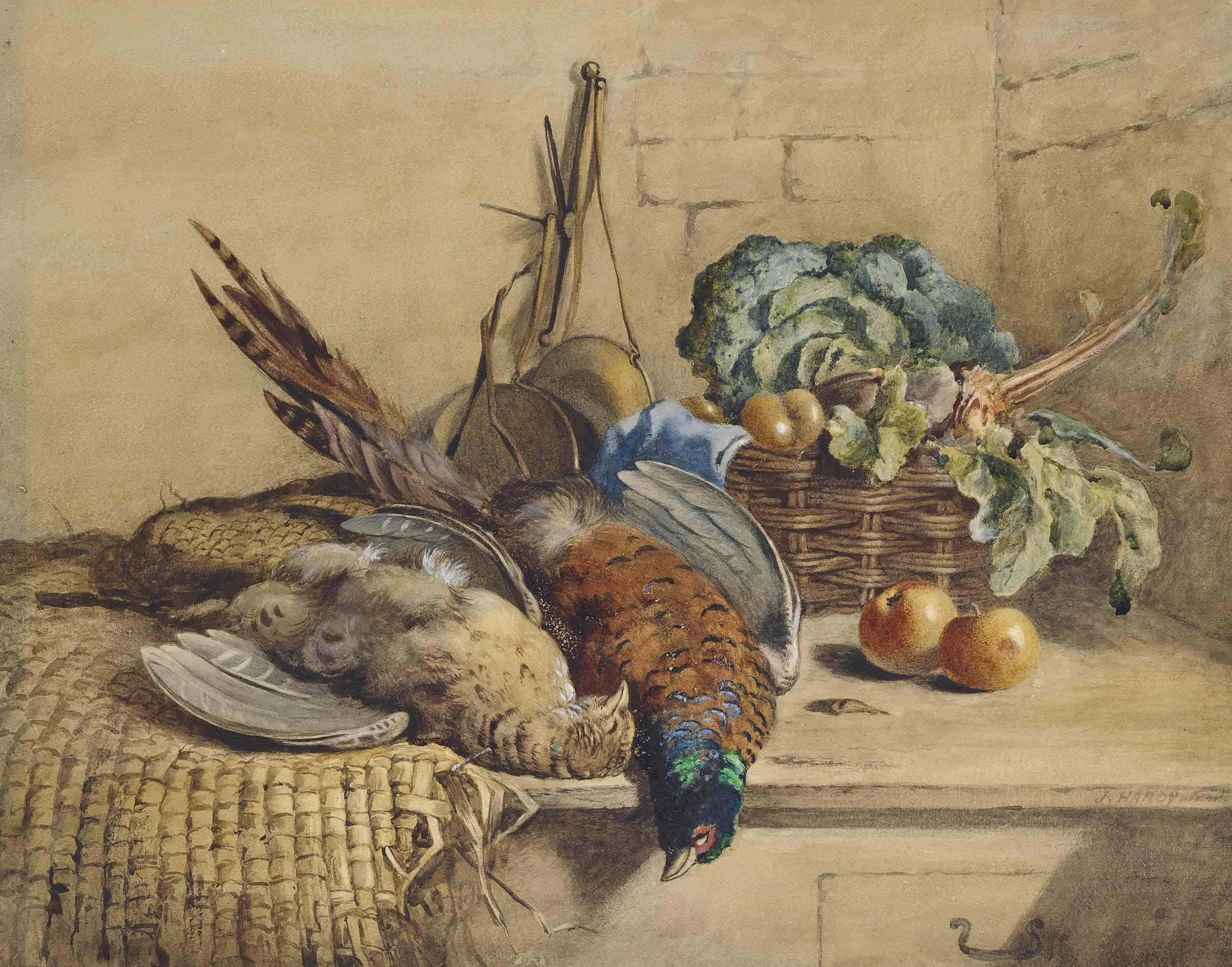 James Hardy Jr. - Still Life With Game, Cabbage, Beetroot And Apples,