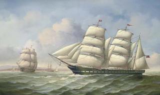 James Hardy - Shipping vessels by moonlight