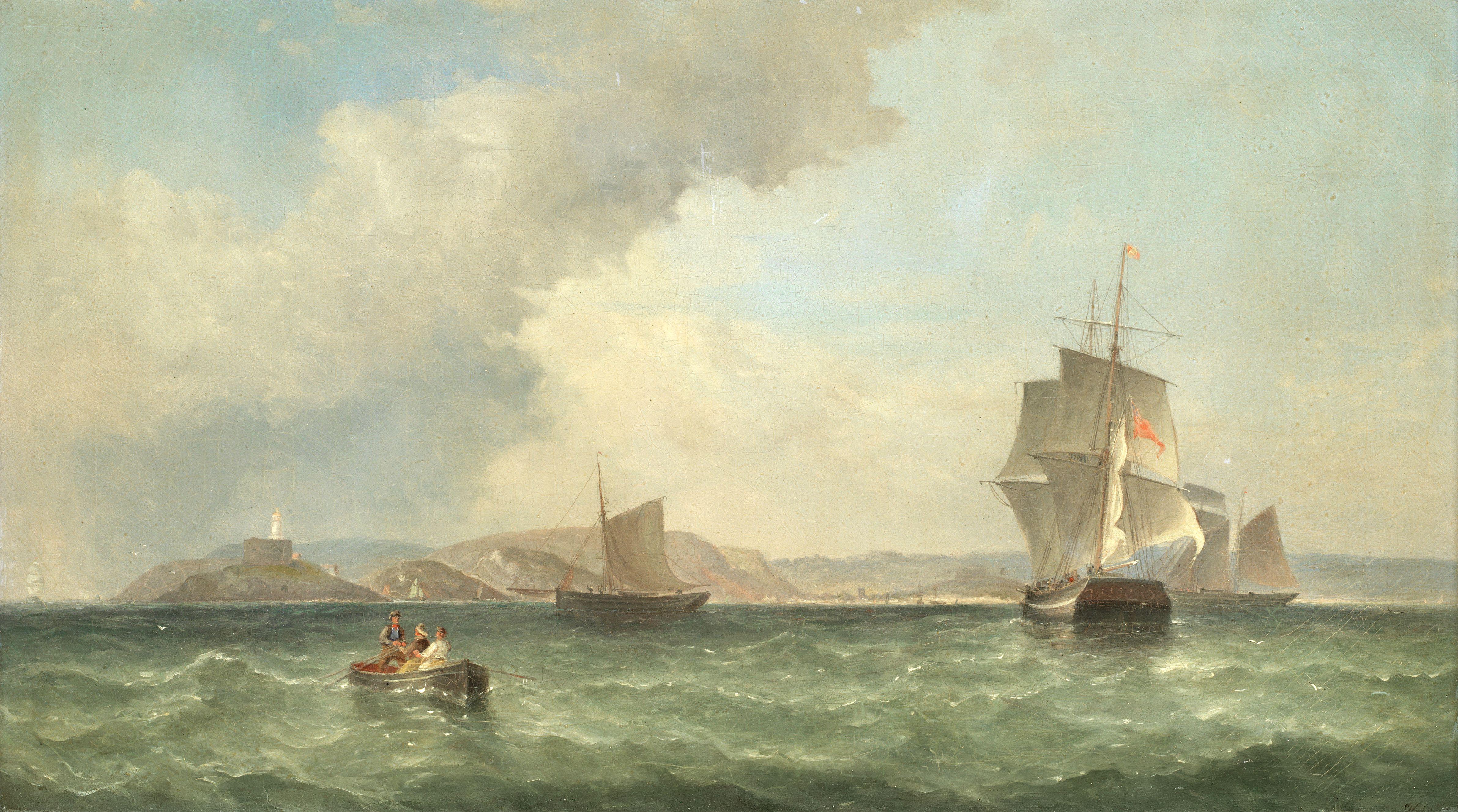 James Harris of Swansea - A brig, topsail schooner and cutter off the Mumbles