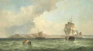 James Harris of Swansea - A brig, topsail schooner and cutter off the Mumbles