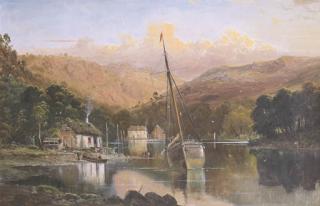 James Haughton Forrest - Moored boat at low tide