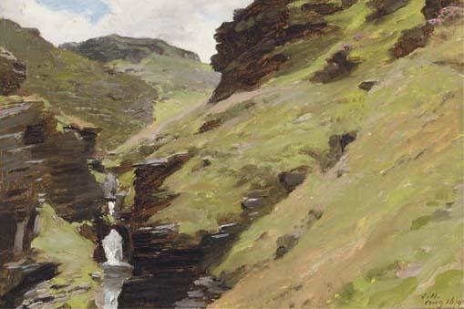 James Hayllar, R.B.A. - In the rocky valley, near Tintagel, Cornwall
