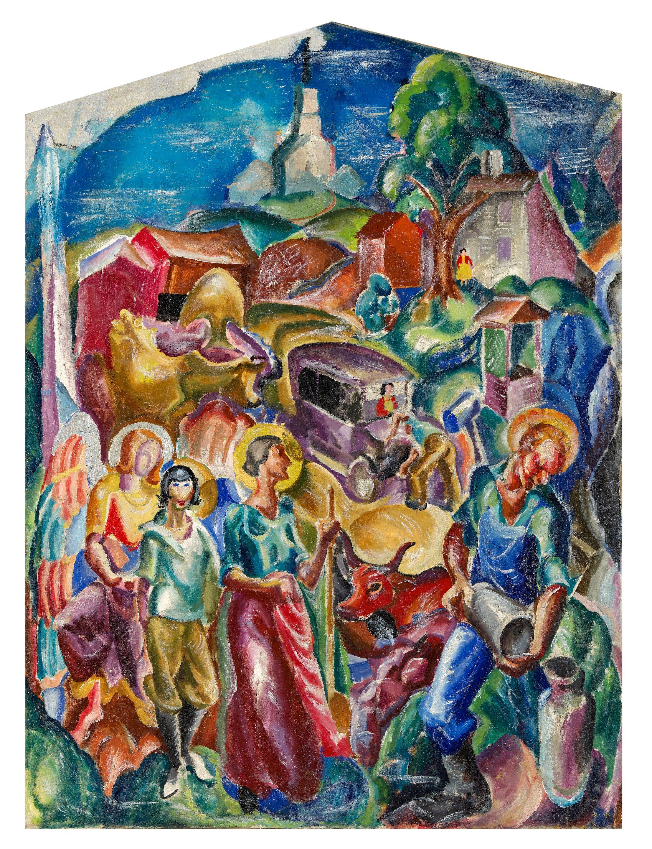 James Henry Daugherty - Rural Life, Holy Milly and the New Ford Car 41 x 30 1/4 in. (104.1 x 76.8 cm.)