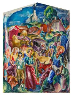 James Henry Daugherty - Rural Life, Holy Milly and the New Ford Car 41 x 30 1/4 in. (104.1 x 76.8 cm.)