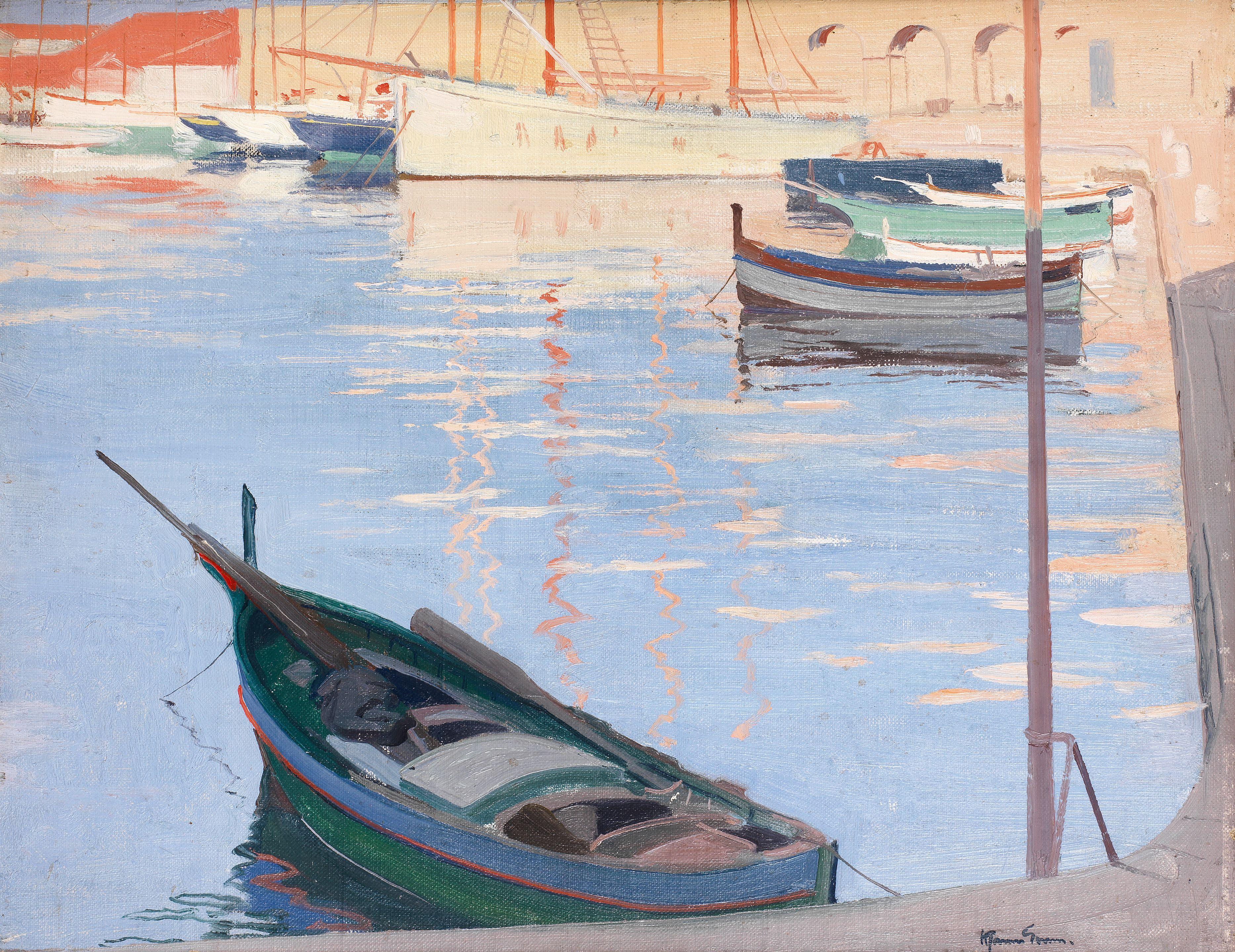 James Herbert Gunn - Harbour scene