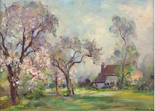 James Herbert Snell - Langford Mill, Maldon, Essex; The orchard in Blossom