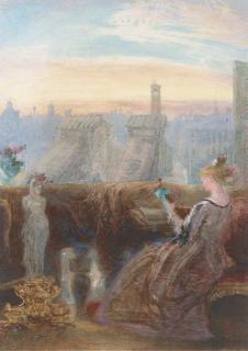 James Holland, O.W.S. - A balcony overlooking the Rialto Bridge, Venice