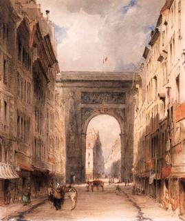 James Holland, O.W.S. - Rue Vivienne and Port St. Denis, Paris