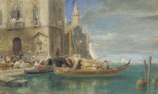 James Holland, O.W.S. - Venice, with Santa Maria della Salute in the distance