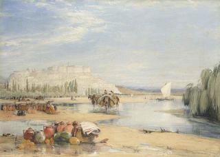 James Holland, R.W.S. - A view of Coimbra, Portugal