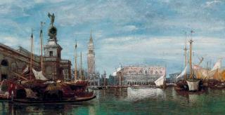 James Holland, R.W.S. - Doge\'s Palace and the Dogana, Venice