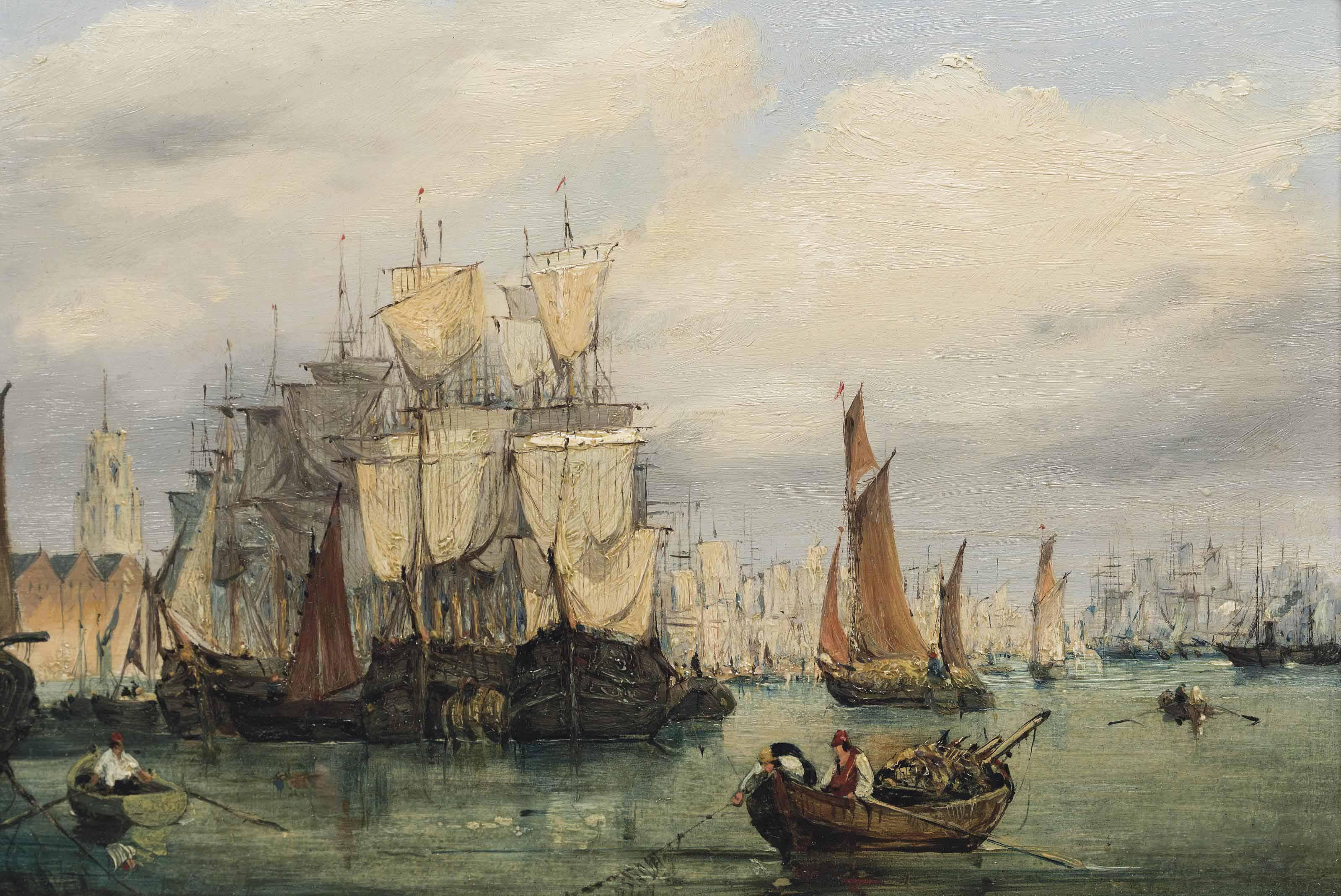 James Holland, R.W.S. - Shipping on the Thames