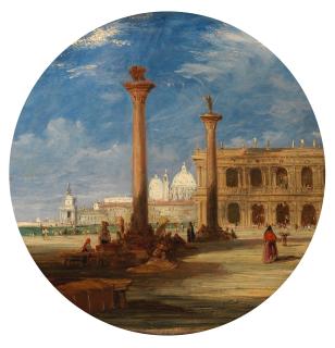 James Holland, RWS - The Dogana from the Piazzetta, Venice tondo 43.3 (17 1/16in) diameter.