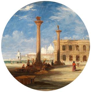 James Holland, RWS - The Dogana from the Piazzetta, Venice tondo 43.3cm (17in) diameter