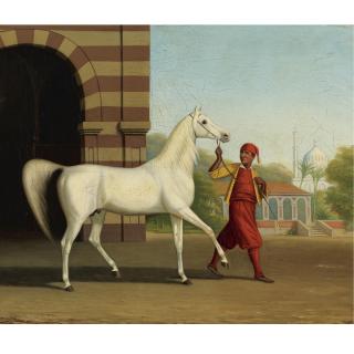 James J. McAuliffe - American An Arabian Stallion Led By A Groom