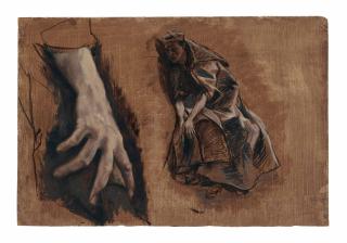 James Jacques Joseph Tissot - A study of a hand and a study of a seated woman