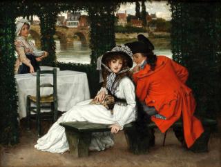 James Jacques Joseph Tissot - A Tryst at a Riverside Café