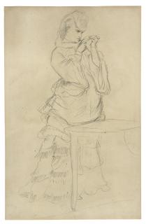James-Jacques-Joseph Tissot - A woman holding pistol (recto); A troubadour (?), with a subsidiary study of his head (verso)