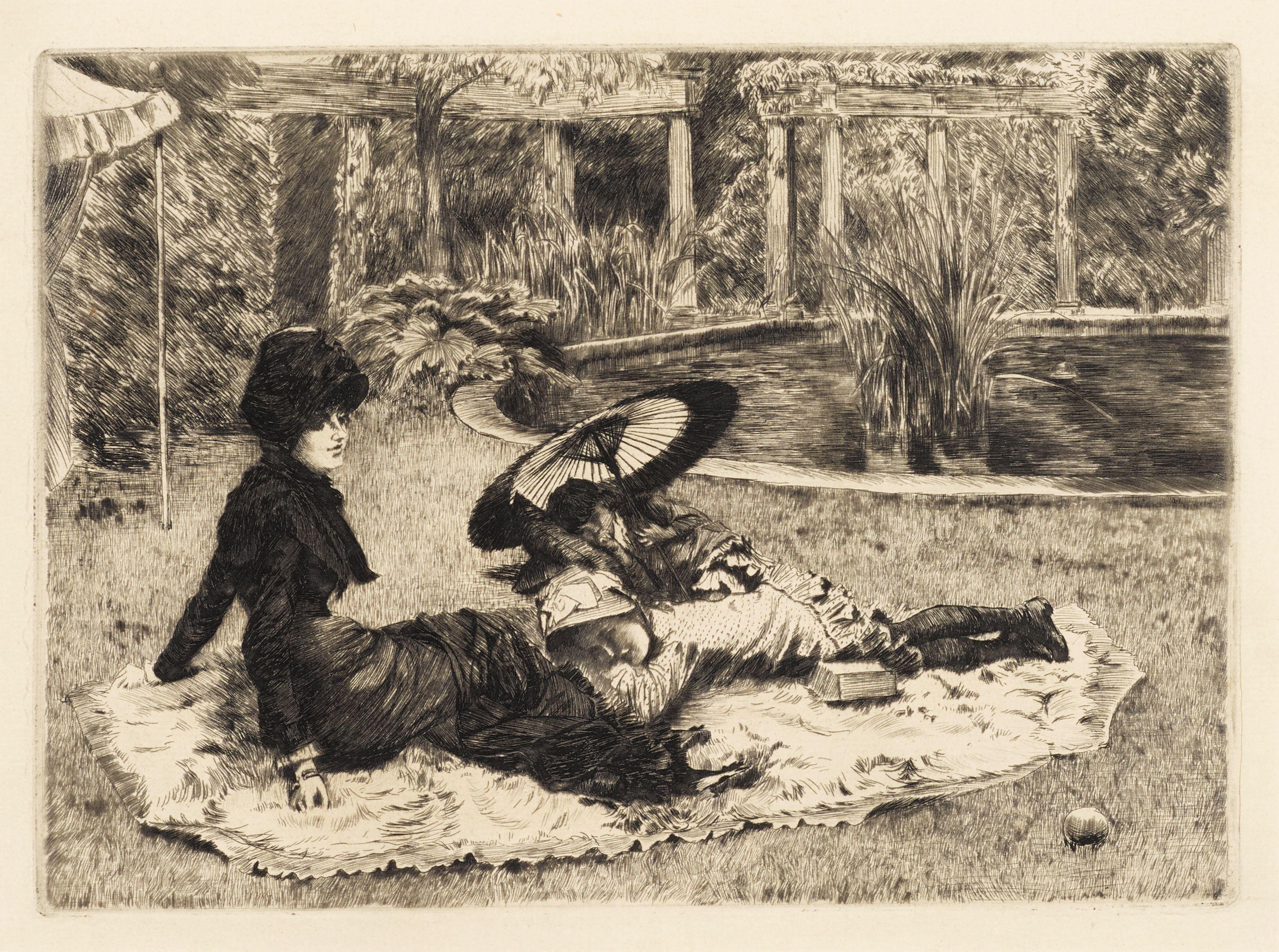 James Jacques Joseph Tissot - Au bord de la mer; Sur l\'herbe 2