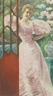 James-Jacques-Joseph Tissot - French Portrait Of A Young Woman In A Conservatory