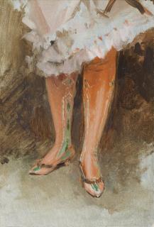 James-Jacques-Joseph Tissot - Les Bas Rougesjames-Jacques-Joseph Tissot ; The Red Stockings ; Oil On Paper Laid Down On Cardboard