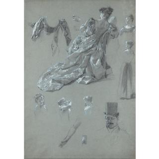 James-Jacques-Joseph Tissot - Sheet Of Figure Studies