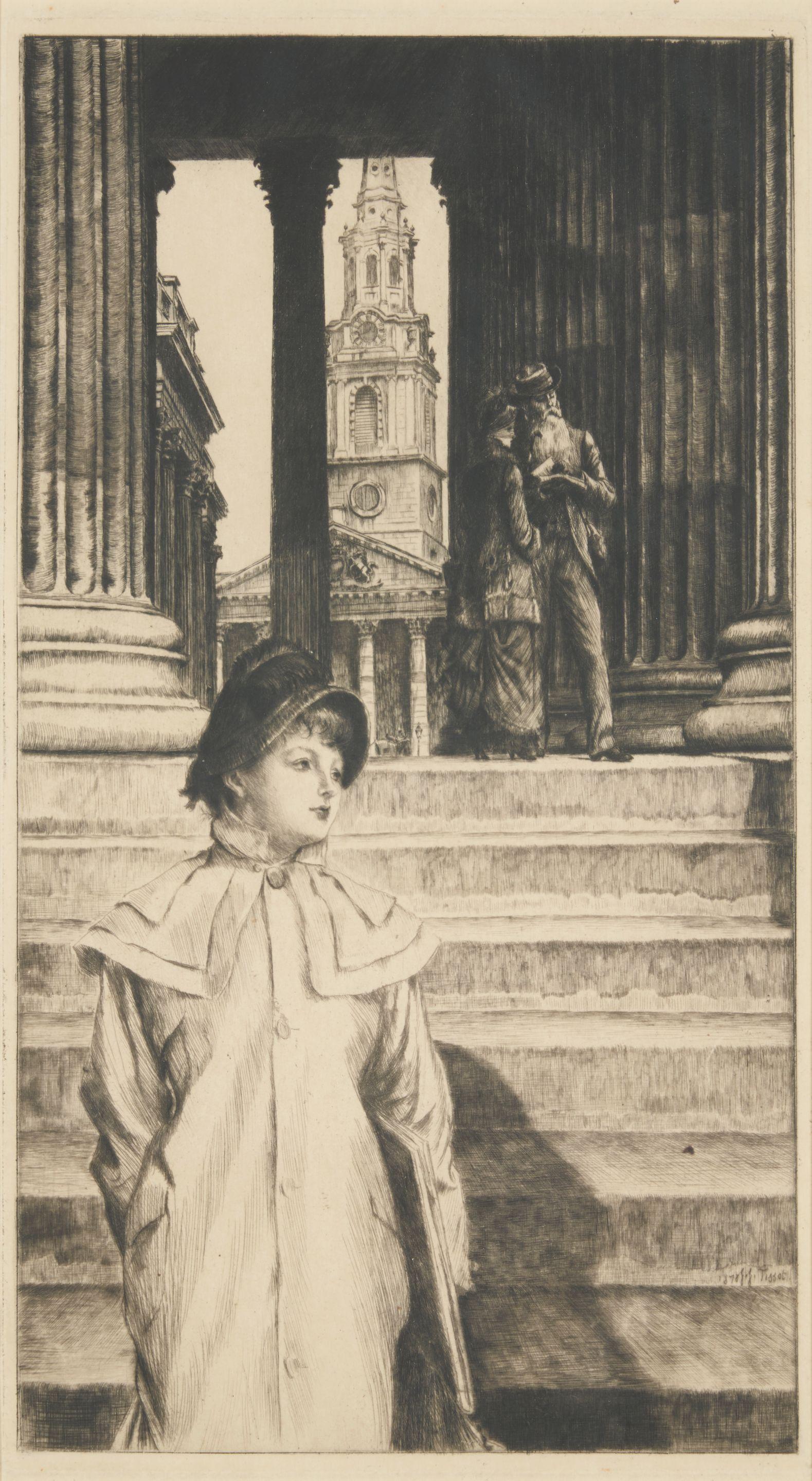 James Jacques Joseph Tissot - The Portico of the National Gallery, London