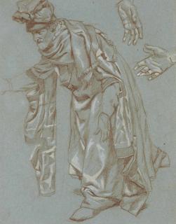 James-Jacques-Joseph Tissot - Un vieil homme courbé et études subsidiaires de deux mains