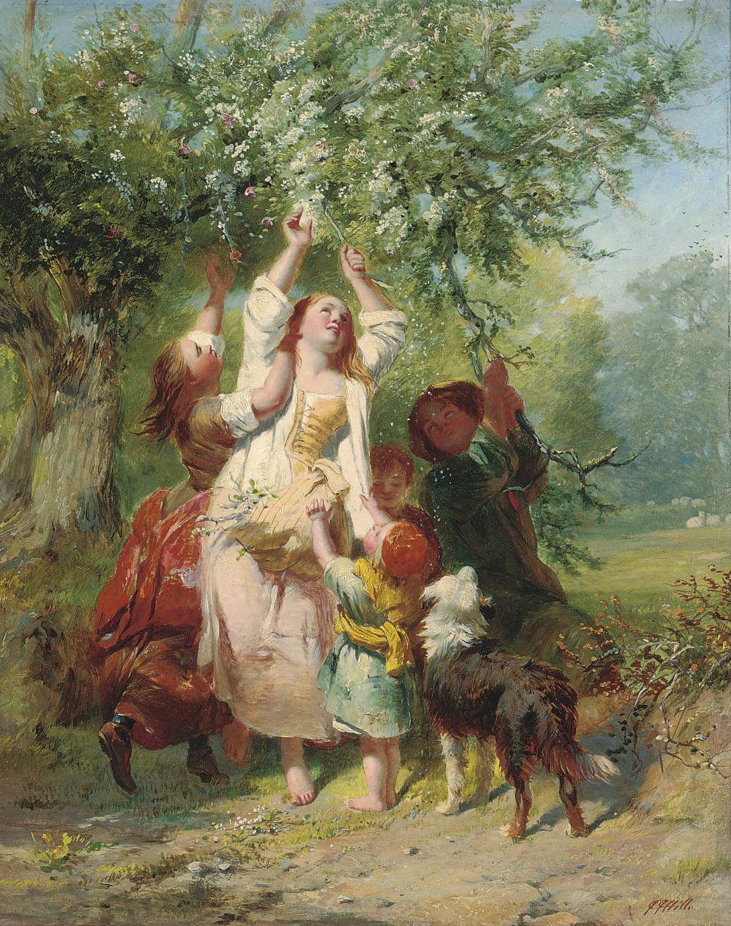 James John Hill, R.B.A. - Blossom gatherers