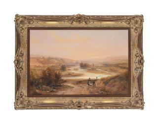 James John Wilson Carmichael - Travelers Resting In A Valley By A River, At Sunset