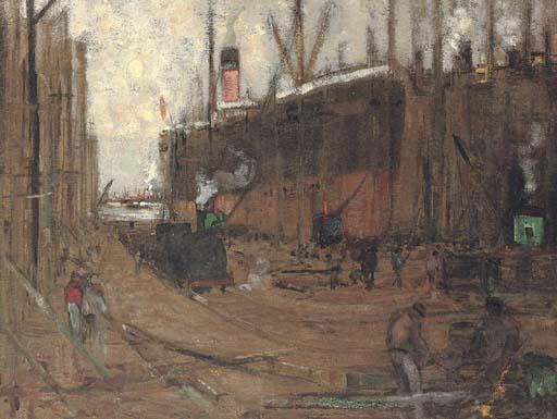 James Kay, R.S.A., R.S.W. - Shipyard on the Clyde