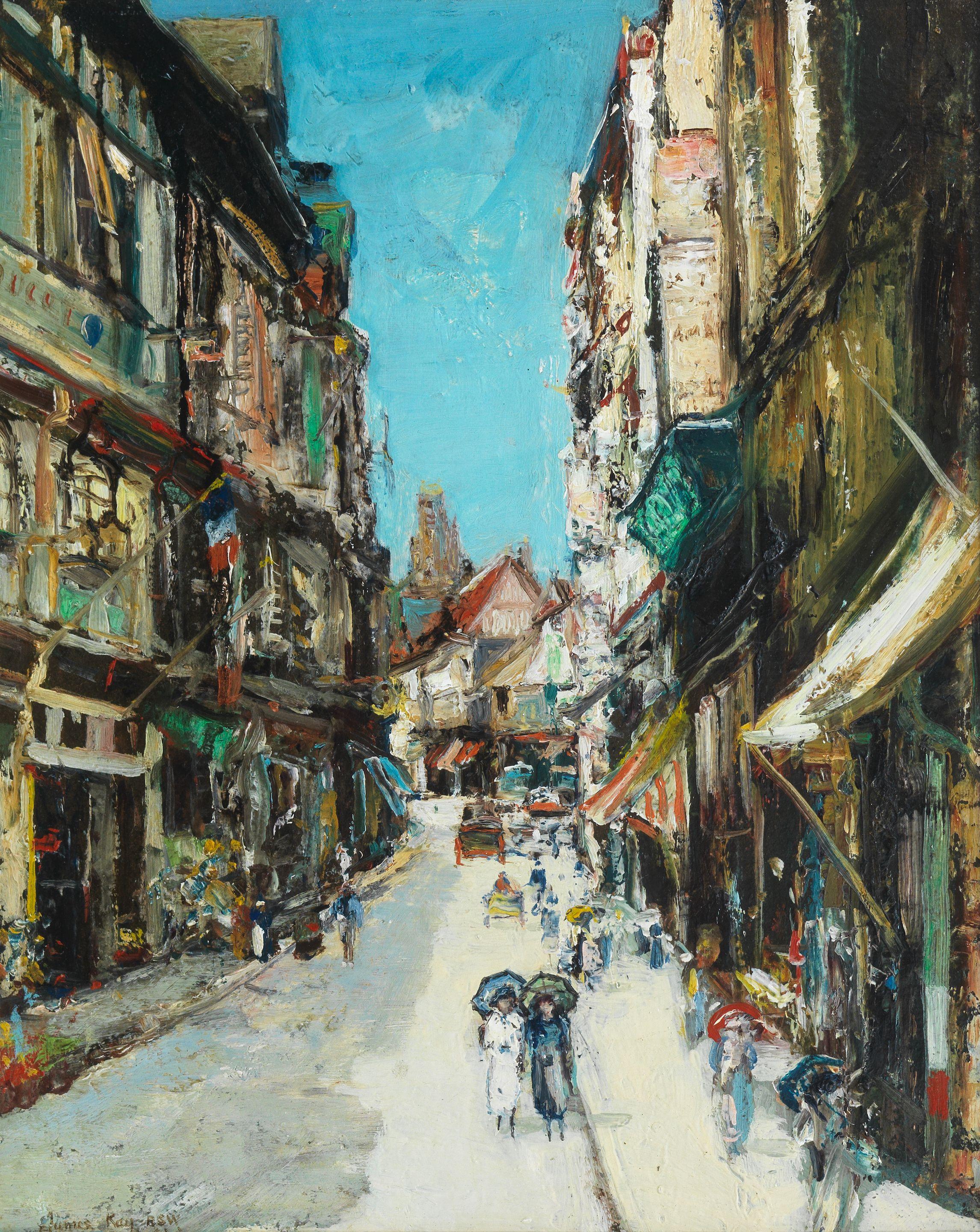 James Kay RSA RSW - La Rue Malpalu, Rouen