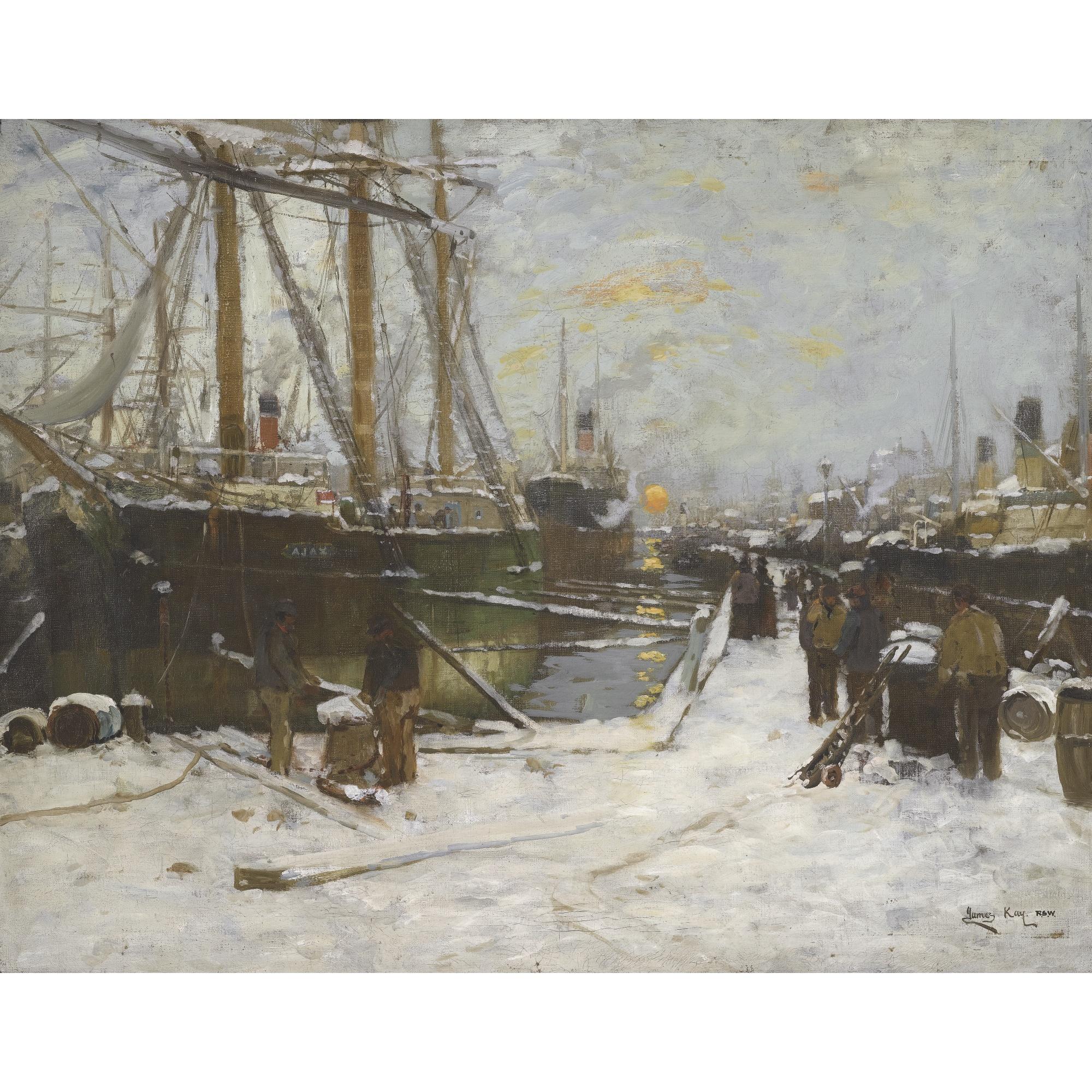James Kay, Rsw - In Winter, River Clyde