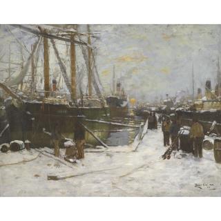 James Kay, Rsw - In Winter, River Clyde