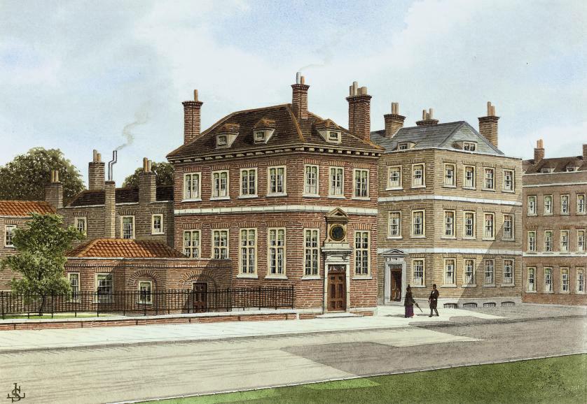 James Lawson Stewart - New Inn, Strand, in 1804 (illustrated); Pits Head Mews; Greystoke Place; Entrance to Hogarth\'s School of Art; and Old Houses in Neville\'s Court, Holborn