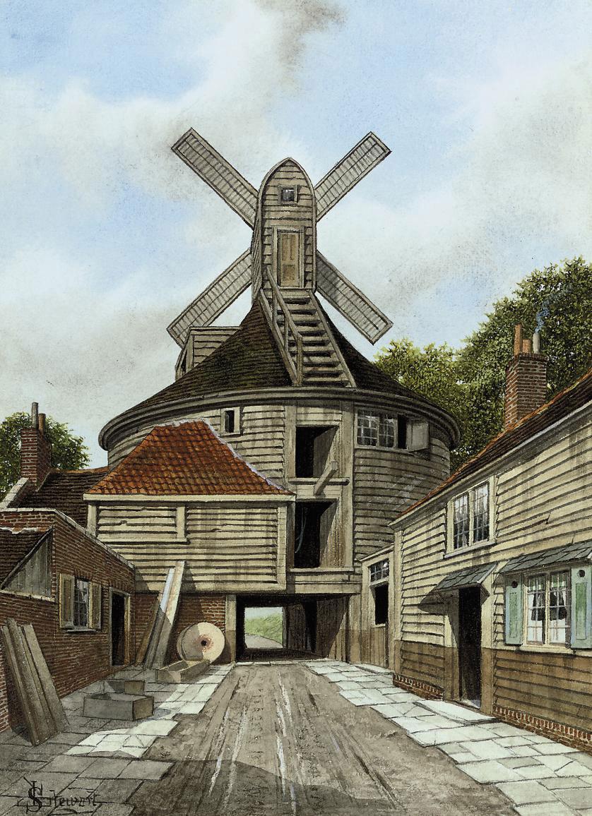James Lawson Stewart - Old Windmill, Bankside, Southwark (illustrated); John Bunyon\'s Meeting House, Southwark; William and Mary Yard, Little Poultney Street; Gray\'s Inn Lane; East end of Serles Court; and Darkhouse Lane