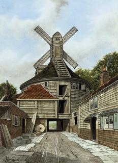 James Lawson Stewart - Old Windmill, Bankside, Southwark (illustrated); John Bunyon\'s Meeting House, Southwark; William and Mary Yard, Little Poultney Street; Gray\'s Inn Lane; East end of Serles Court; and Darkhouse Lane