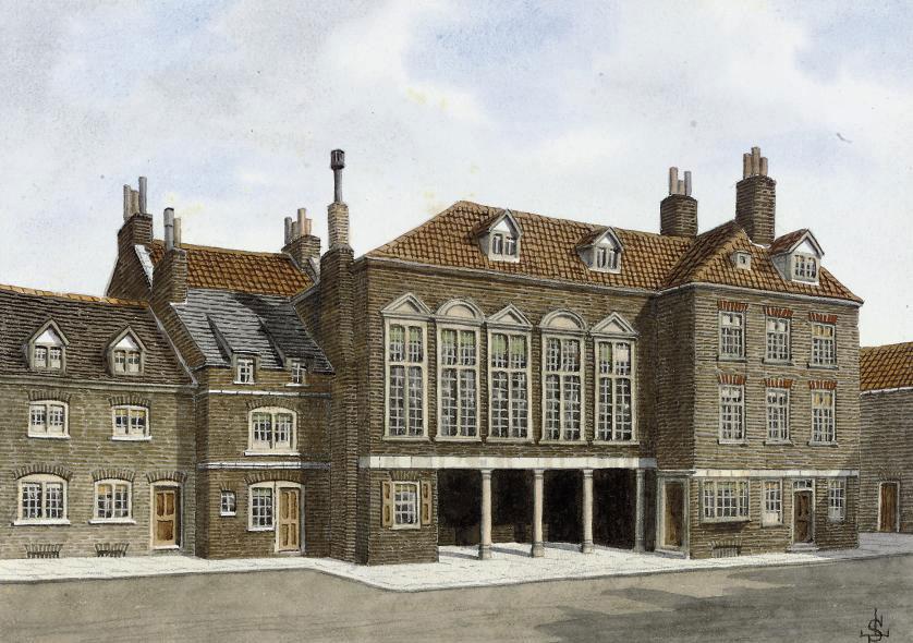 James Lawson Stewart - Part of the Marshelsea Prison, Bow Street (illustrated); Angel Place, Bow with Marshelsea Prison on the right; Stoney Street, Southwark; Fore Street, Lambeth (2); Angel Place, Borough; and New Princes Street, Lambeth